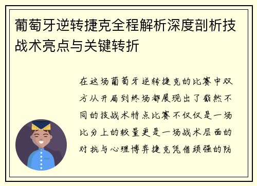 葡萄牙逆转捷克全程解析深度剖析技战术亮点与关键转折